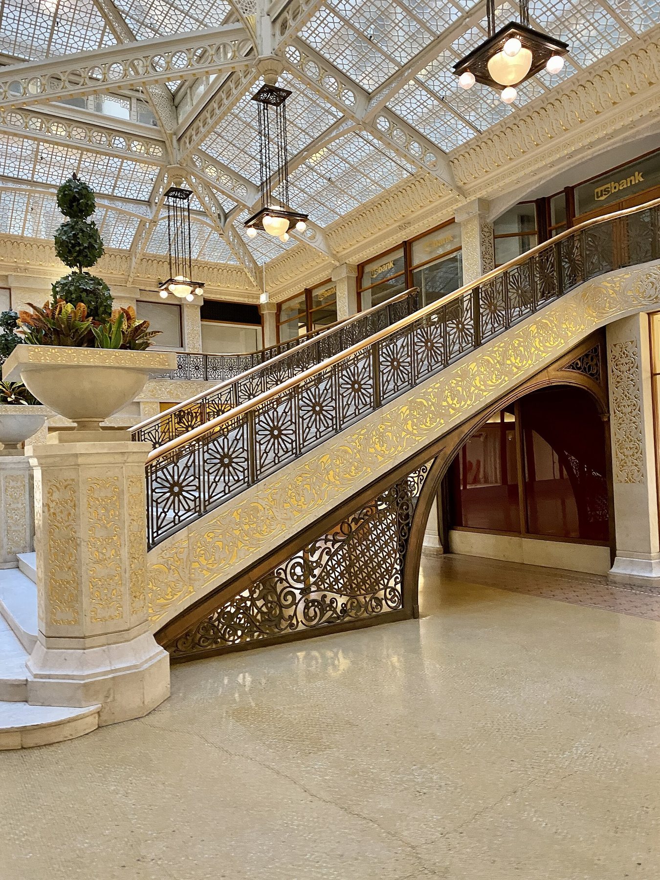 The light court and stair in 2022.
