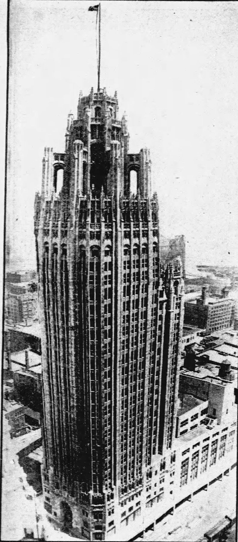 Tribune Tower in 1925, reproduced from the New York Daily News.